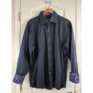 Recognition Get Noticed Men's Navy Blue Long Sleeve Button Up Shirt Size 3XL